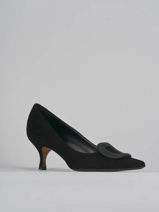 Décolleté e slingback tacco 5cm camoscio nero