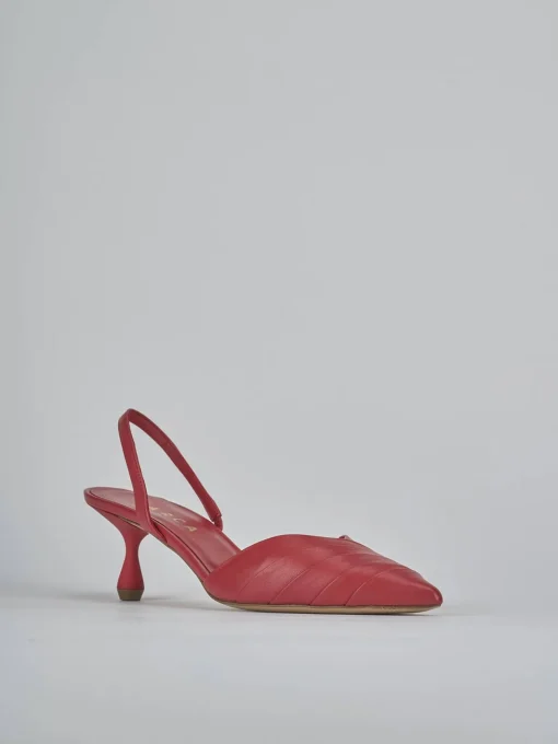 Décolleté e slingback tacco 5cm pelle rosso