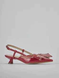 Décolleté e slingback tacco 4cm vernice rosso