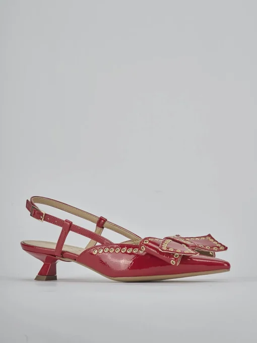 Décolleté e slingback tacco 4cm vernice rosso