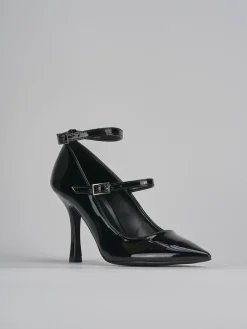 Décolleté e slingback tacco 9cm vernice nero