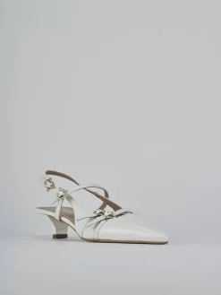 Décolleté e slingback tacco 3cm vernice bianco