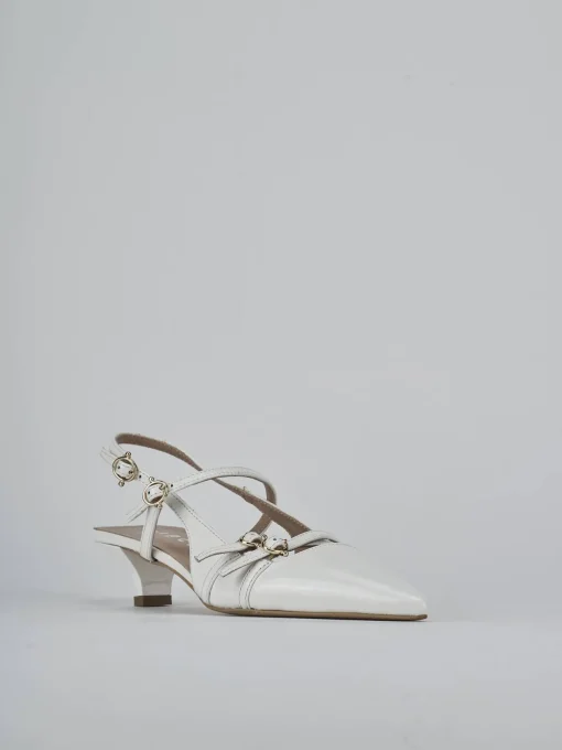 Décolleté e slingback tacco 3cm vernice bianco