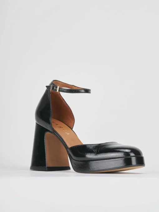 Décolleté e slingback tacco 9cm vernice nero