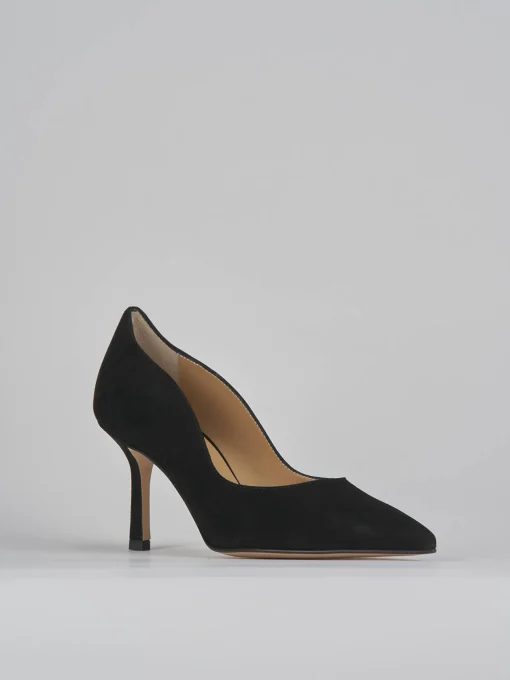 Décolleté e slingback tacco 8cm camoscio nero