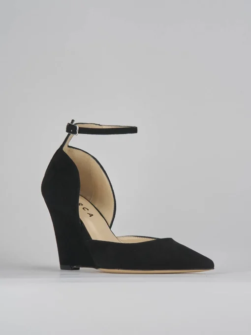 Décolleté e slingback tacco 8cm camoscio nero