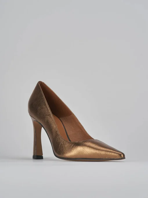 Décolleté e slingback tacco 10cm pelle bronzo