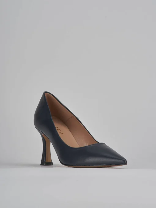 Décolleté e slingback tacco 8cm pelle blu