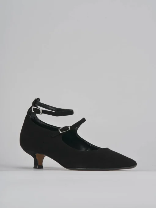 Décolleté e slingback tacco 3cm camoscio nero