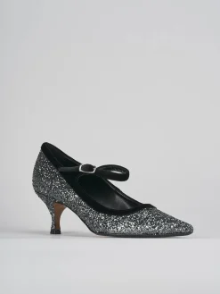 Décolleté e slingback tacco 5cm pelle argento