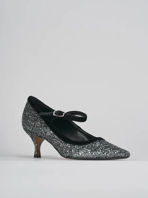 Décolleté e slingback tacco 5cm pelle argento