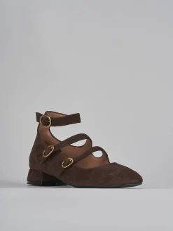 Décolleté e slingback tacco 3cm camoscio testa