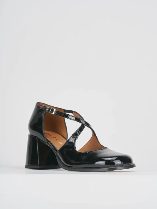 Décolleté e slingback tacco 8cm vernice nero
