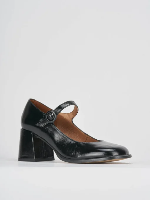 Décolleté e slingback tacco 8cm vernice nero