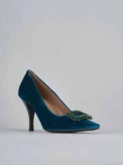 Décolleté e slingback tacco 9cm velluto blu
