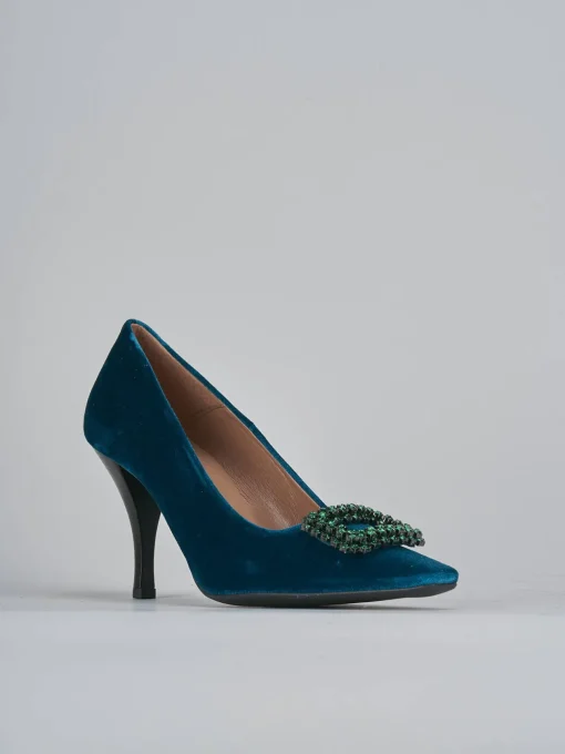 Décolleté e slingback tacco 9cm velluto blu