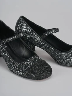 Décolleté e slingback tacco 6cm glitter argento