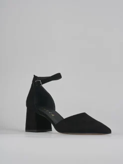 Décolleté e slingback tacco 5cm camoscio nero
