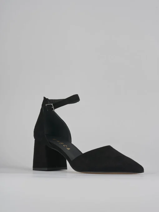 Décolleté e slingback tacco 5cm camoscio nero