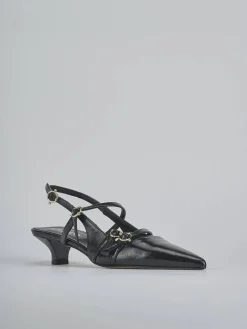 Décolleté e slingback tacco 3cm vernice nero