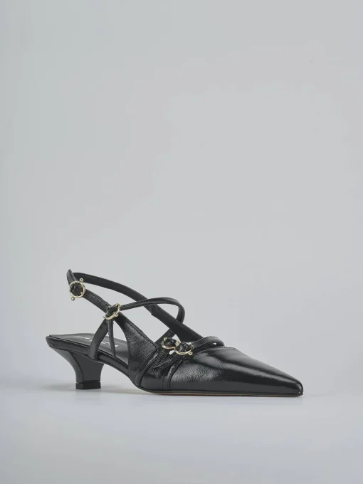 Décolleté e slingback tacco 3cm vernice nero