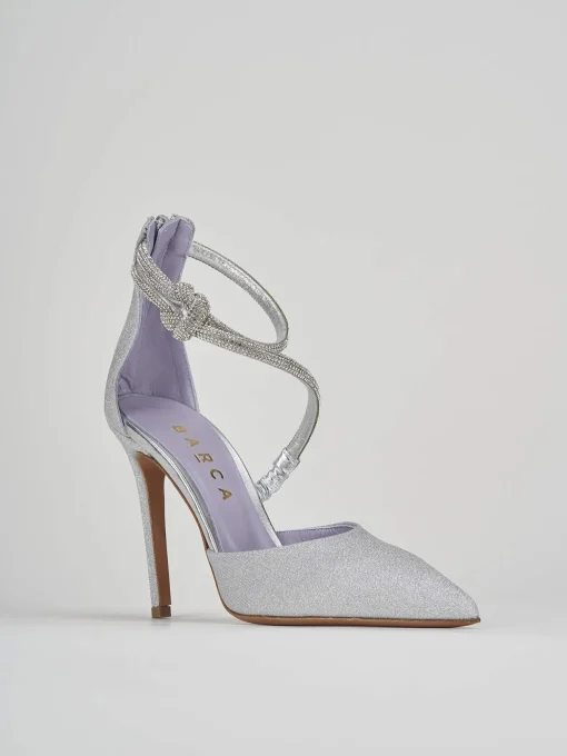 Décolleté e slingback tacco 10cm pelle argento