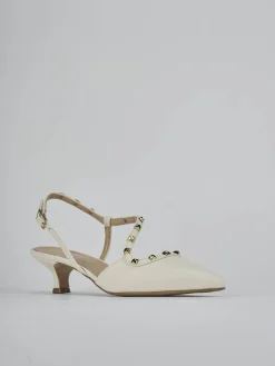 Décolleté e slingback tacco 4cm pelle bianco
