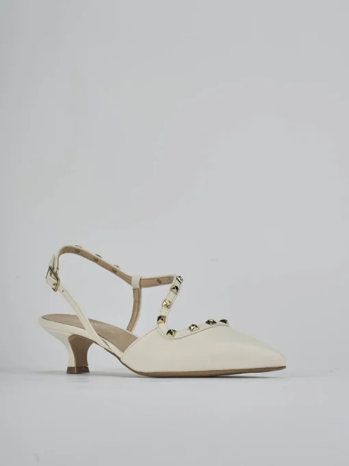 Décolleté e slingback tacco 4cm pelle bianco
