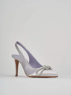 Décolleté e slingback tacco 7cm raso argento