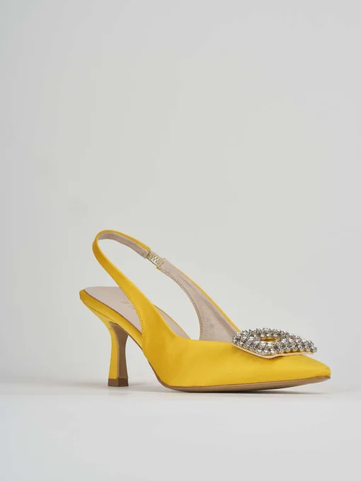 Décolleté e slingback tacco 5cm raso giallo