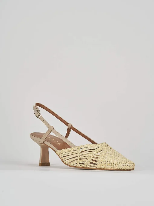Décolleté e slingback tacco 5cm pelle beige