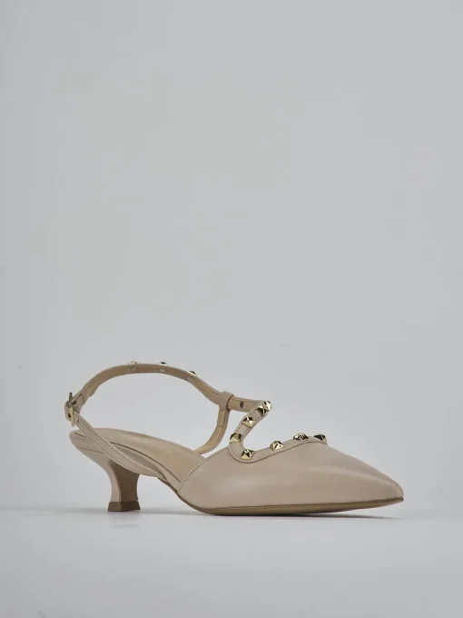 Décolleté e slingback tacco 4cm pelle beige