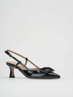 Décolleté e slingback tacco 5cm vernice nero
