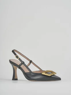 Décolleté e slingback tacco 8cm pelle nero