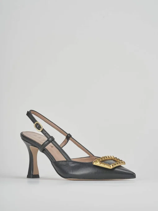 Décolleté e slingback tacco 8cm pelle nero