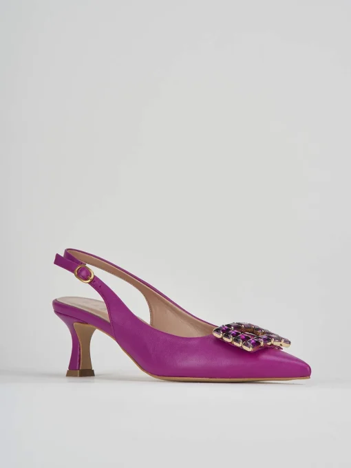 Décolleté e slingback tacco 6cm pelle rosa