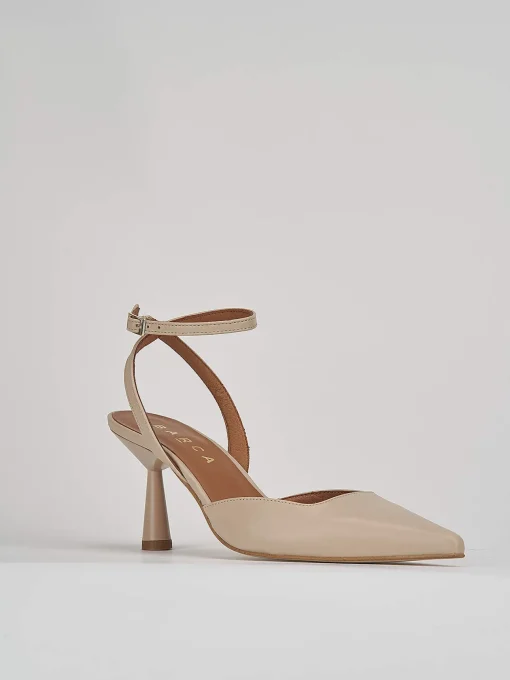 Décolleté e slingback tacco 7cm pelle beige