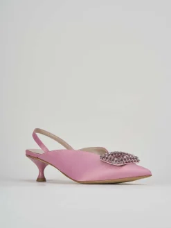 Décolleté e slingback tacco 3cm raso rosa