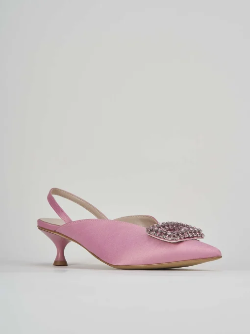 Décolleté e slingback tacco 3cm raso rosa