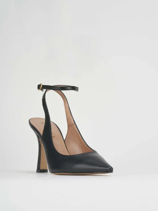 Décolleté e slingback tacco 9cm pelle nero
