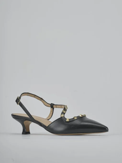 Décolleté e slingback tacco 4cm pelle nero