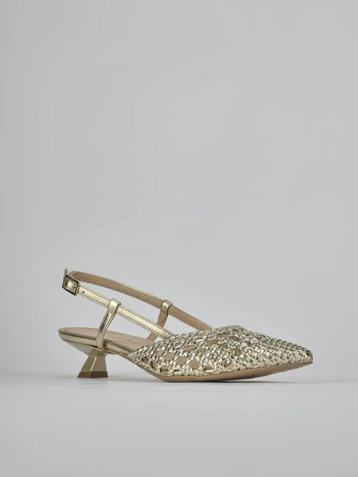 Décolleté e slingback tacco 4cm pelle oro