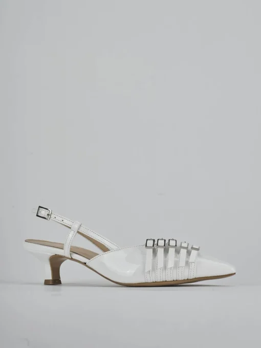 Décolleté e slingback tacco 4cm vernice bianco