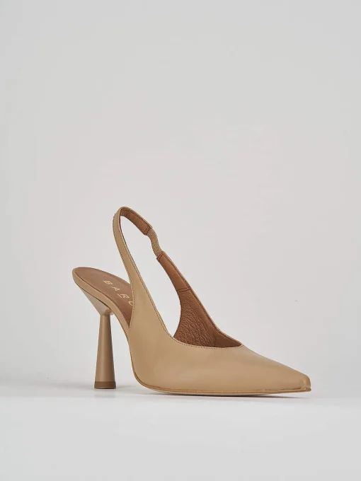 Décolleté e slingback tacco 9cm pelle marrone