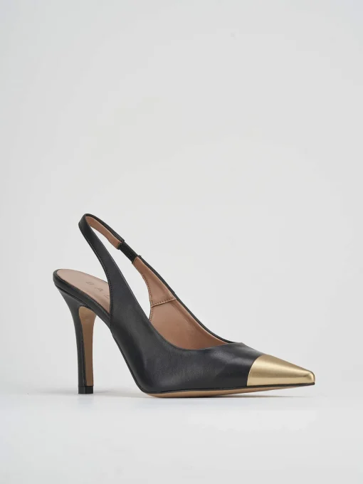 Décolleté e slingback tacco 9cm pelle nero