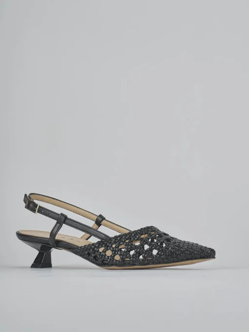 Décolleté e slingback tacco 4cm pelle nero