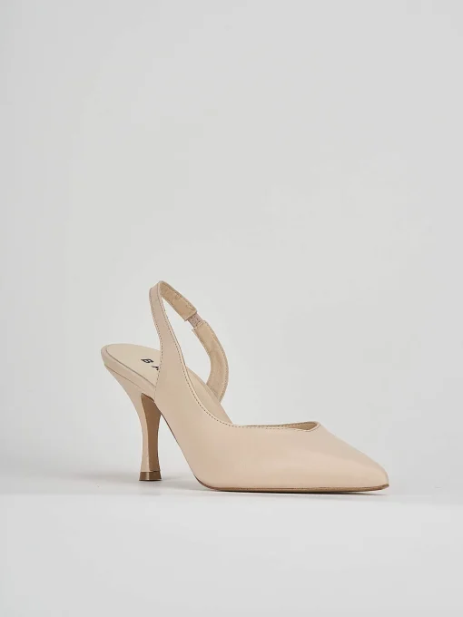 Décolleté e slingback tacco 7cm pelle beige