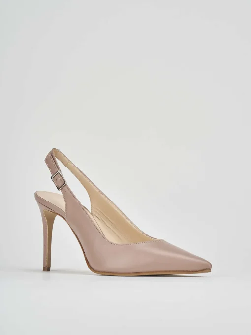 Décolleté e slingback tacco 8cm pelle rosa