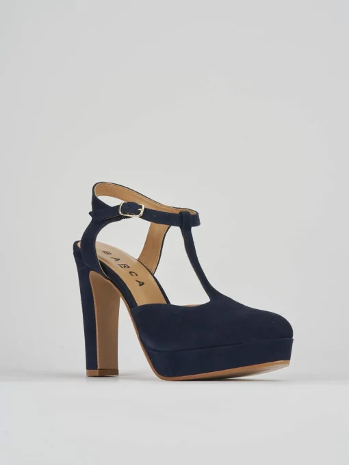 Décolleté e slingback tacco 11cm camoscio blu