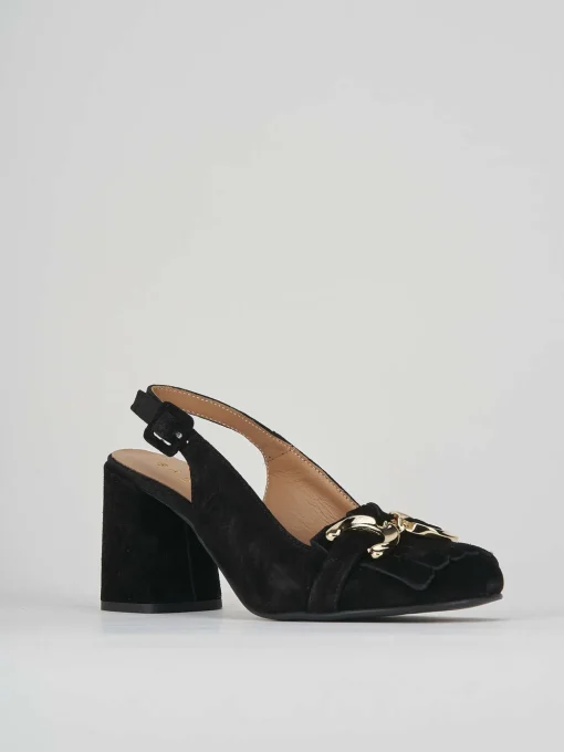 Décolleté e slingback tacco 7cm camoscio nero
